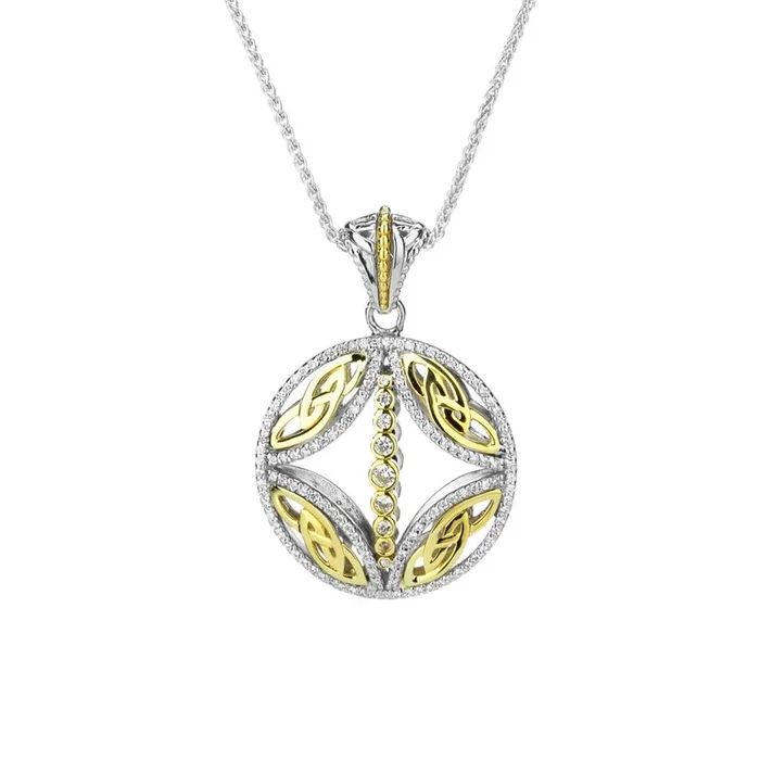 Silver and 10k Yellow or Rose Gold Bridge Reversible Pendant
