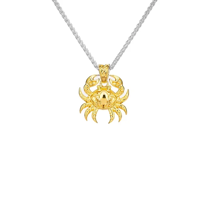 Silver and 18k Vermeil Reversible Crab Pendant