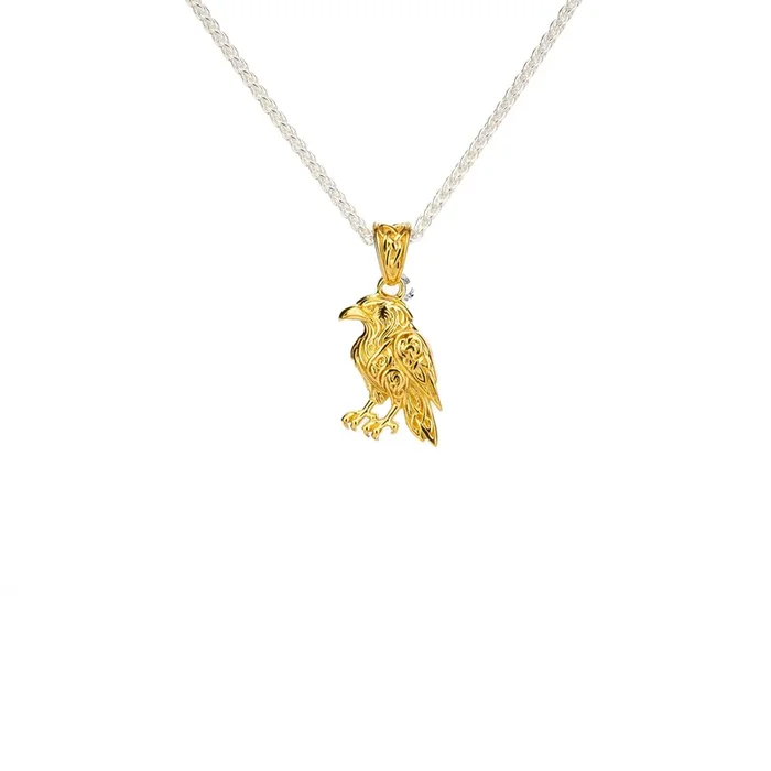 Silver and 18k Vermeil Reversible Raven Pendant