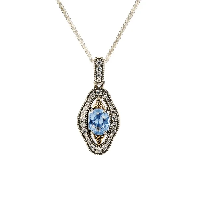 Silver and 24k Vermeil with Light Blue and White Moissanite Alchemy Pendant