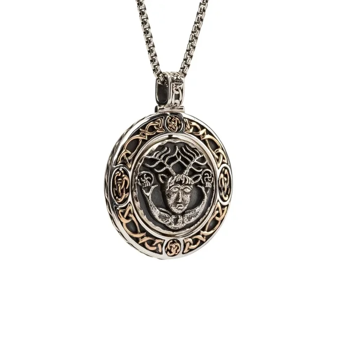 Silver and Bronze Cernunnos – God of the Wild- Ancient Celtic Coin Spinner Pendant
