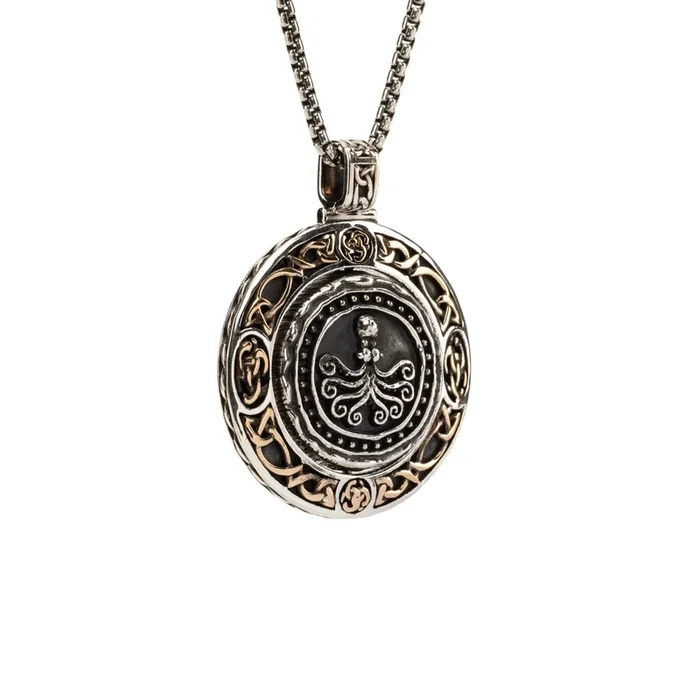 Silver and Bronze Creative Freedom Ancient Celtic Coin Spinner Pendant