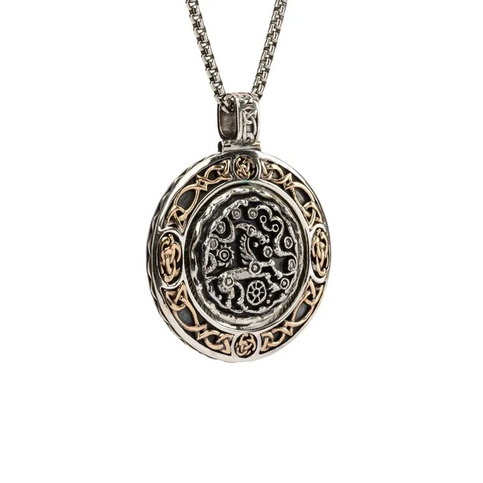 Silver and Bronze Unbridled Spirit Ancient Celtic Coin Spinner Pendant