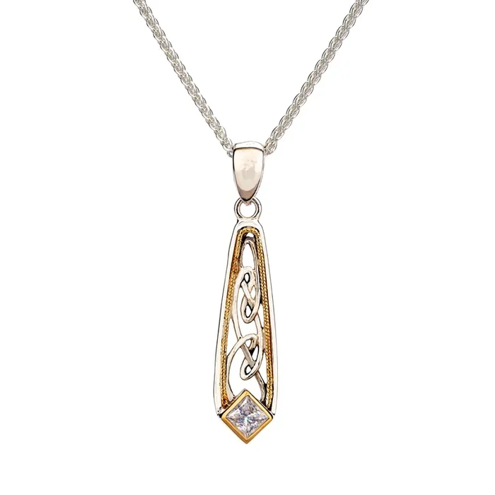 Silver and Vermeil Window to the Soul Pendant-Moissanite