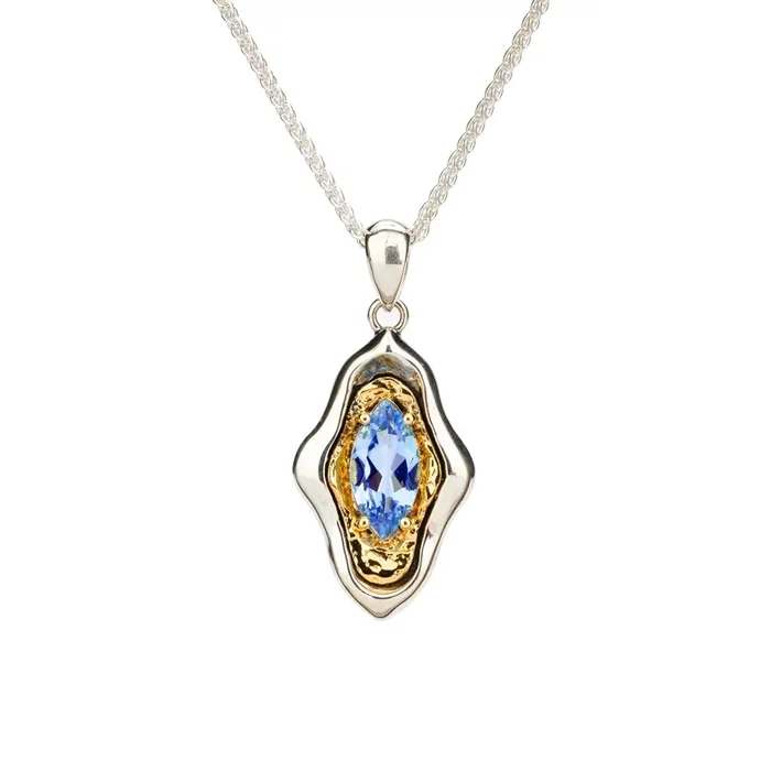 Silver and Vermeil with Light Blue Moissanite Rocks ‘n Rivers Pendant