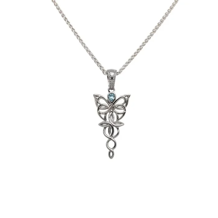 Silver Butterfly Petite Pendant-Topaz