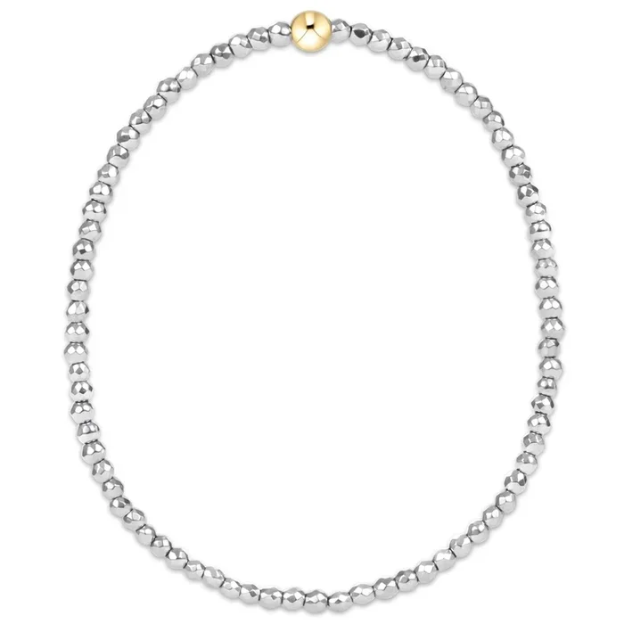 silver faceted hematite 2mm bead bracelet