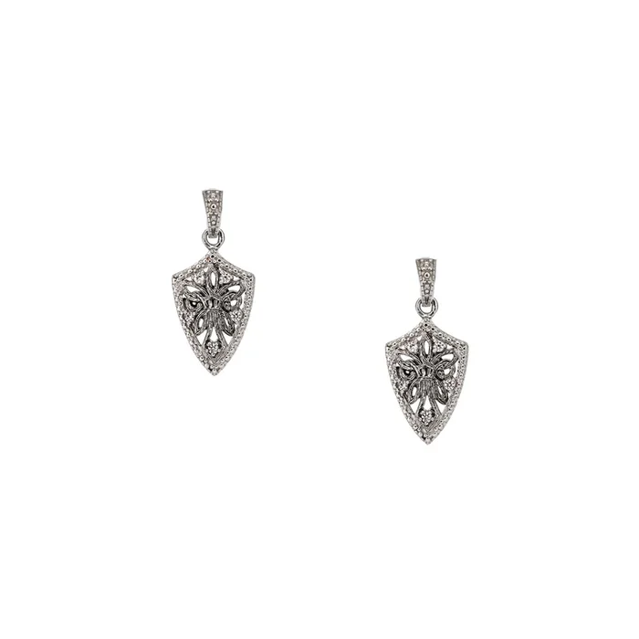 Silver Guardian Angel Shield Earrings – Cubic Zirconia