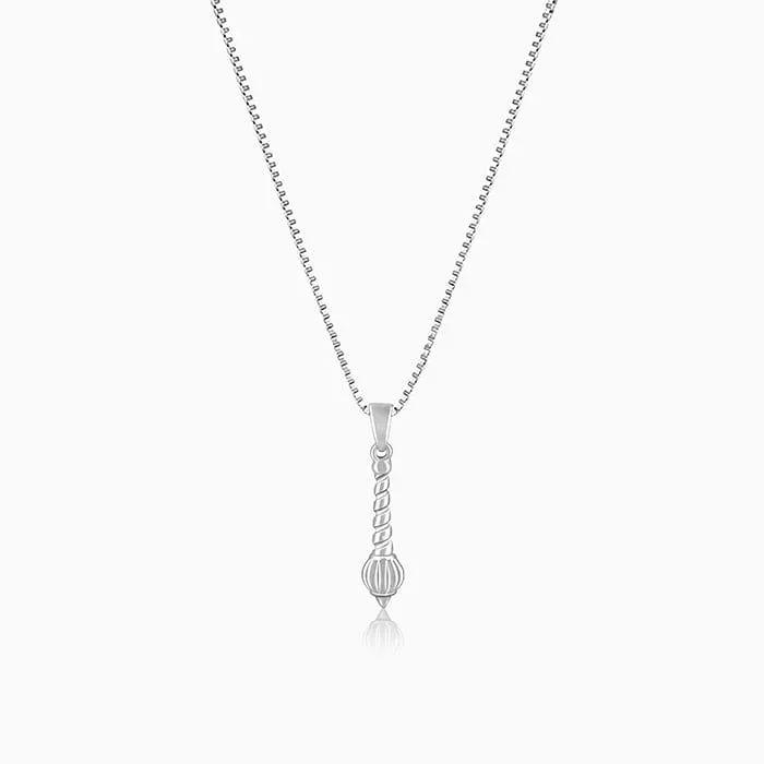 Silver Hanuman Gada Pendant with Box Chain For Him