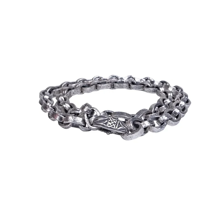 Silver Heavy Oval and Small Hammered Flat Link Chain