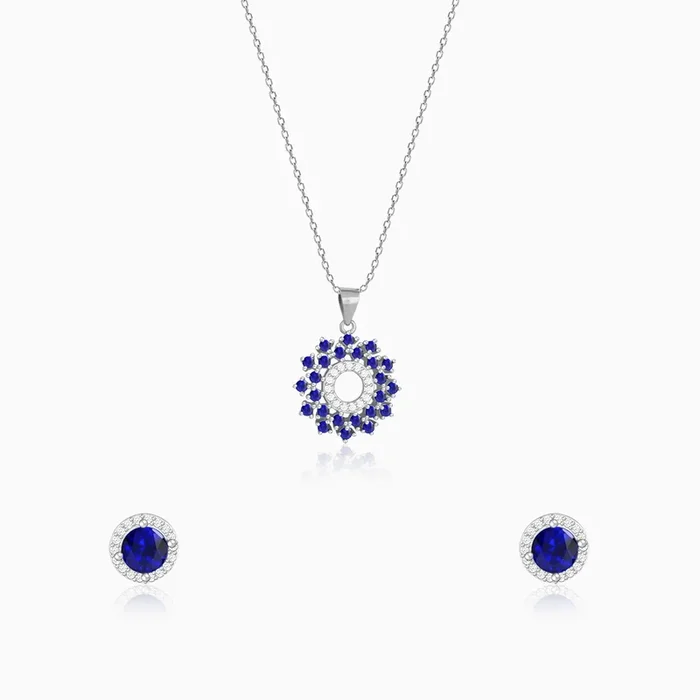 Silver Hypnotic Blue Set of Two