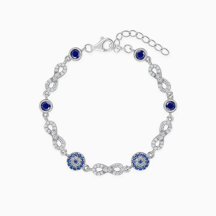 Silver Infinity Evil Eye Bracelet