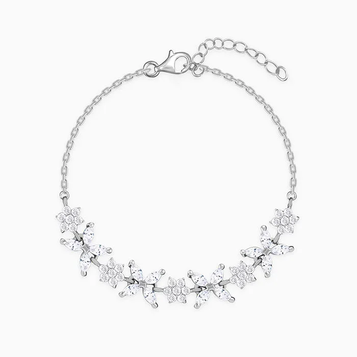 Silver Kind Floral Bracelet