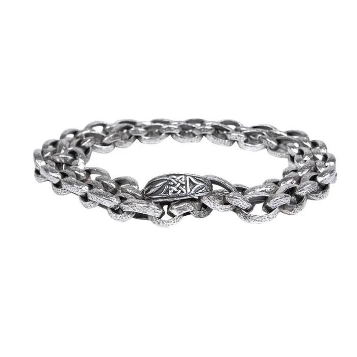 Silver Medium Oval and Small Hammered Oval Link Chain