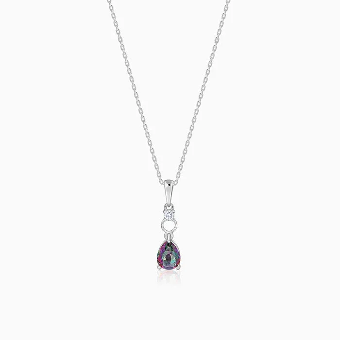 Silver Mystic Topaz Pendant With Link Chain
