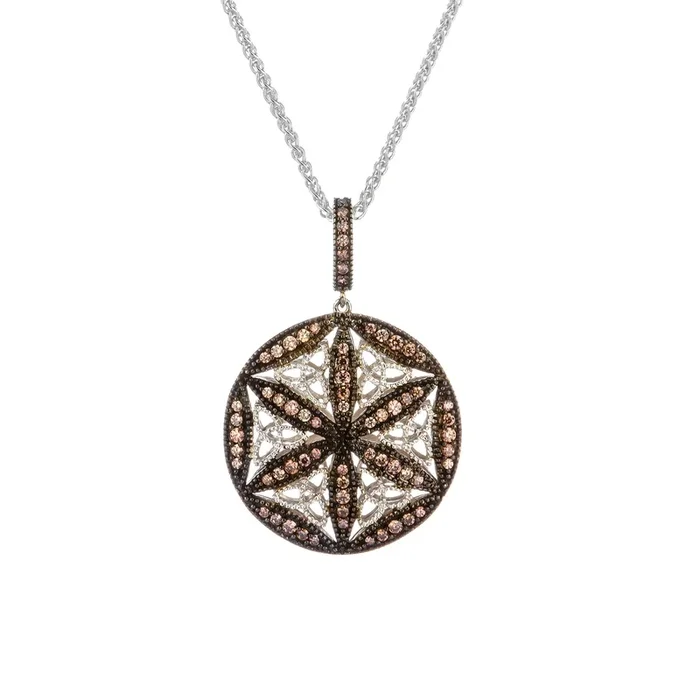 Silver Night & Day Round Pendant