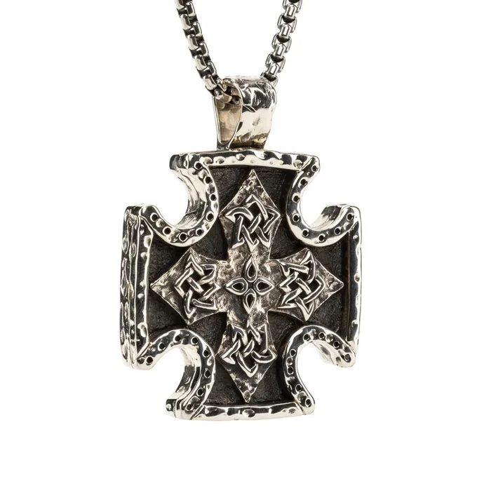 Silver or Silver and Bronze Biker Cross Pendant – Large