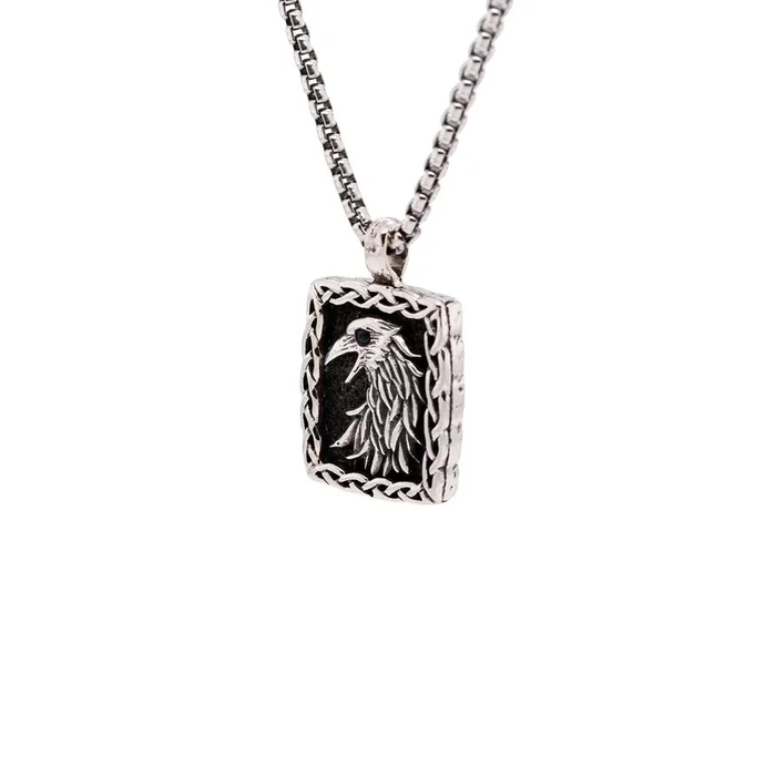 Silver or Silver and Bronze Raven Pendant Small