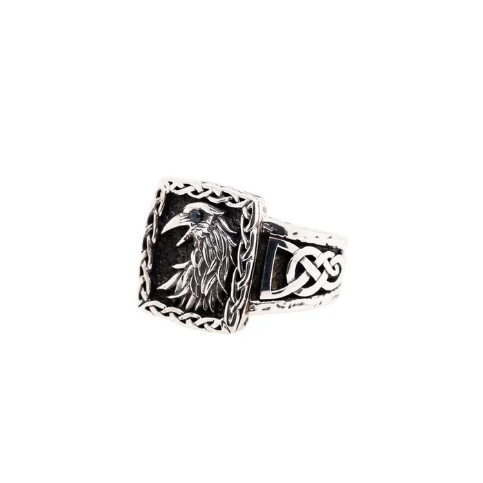 Silver or Silver and Bronze Raven Ring