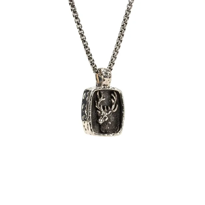 Silver or Silver and Bronze Stag Pendant Small