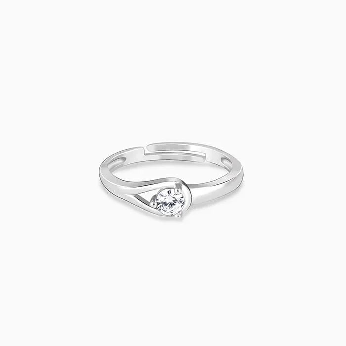 Silver Pear Hoop Ring