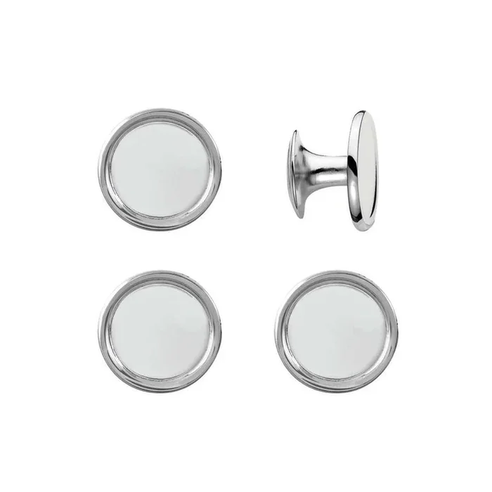 Silver-Plated Polished Round Rimmed Shirt Studs
