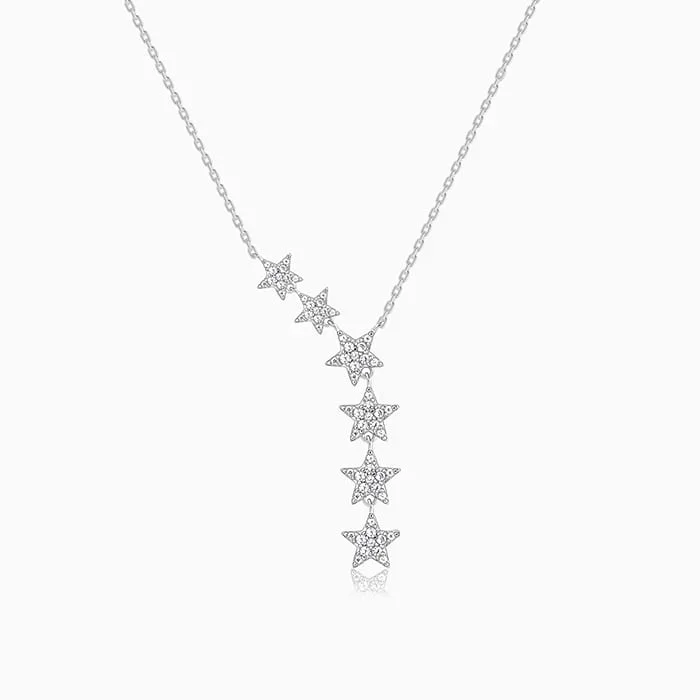 Silver Starry Drop Necklace