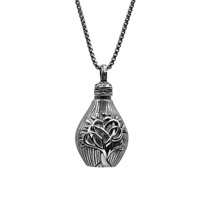 Silver Textured Tree of Life Keepsake Vial