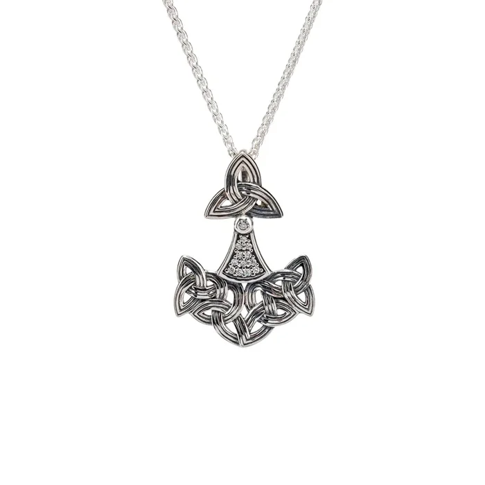 Silver Thor’s Hammer Pendant – Cubic Zirconia