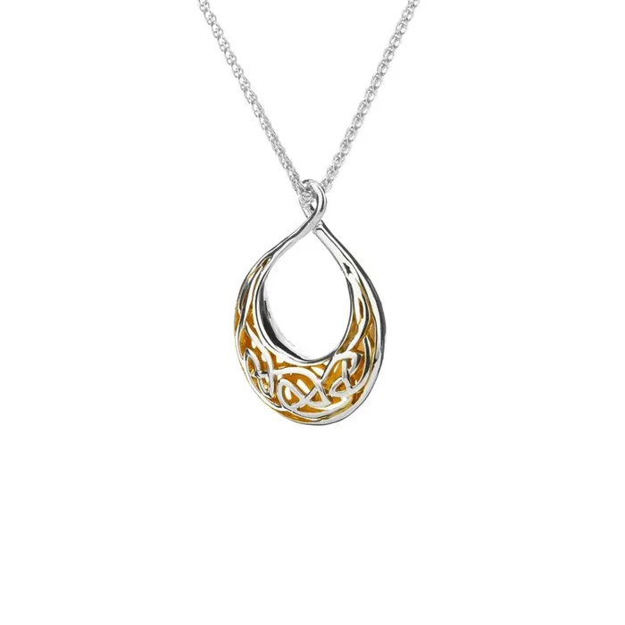 Silver with 22k Gold Gilding Window to the Soul Teardrop Pendant Small