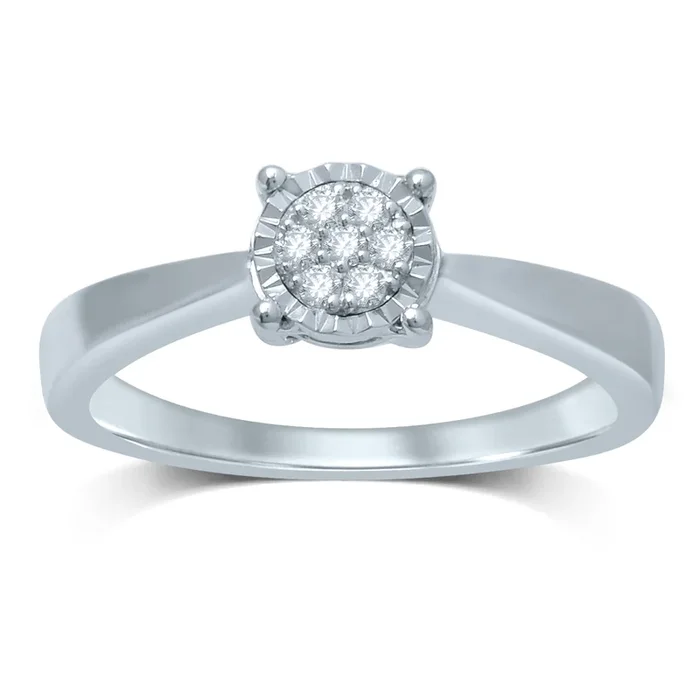Silver with 7 Diamond Ring