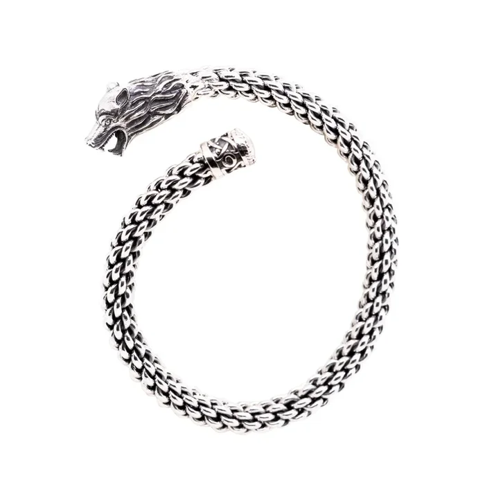 Silver Wolf Flexible Torc Bangle