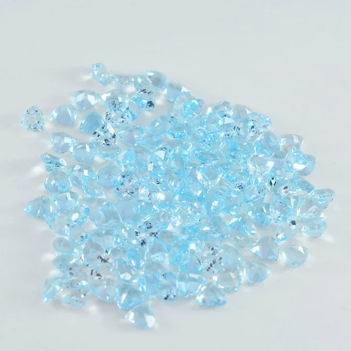 Sky Blue Topaz 10PC Tiny 3×3 MM Triangle Faceted Blue Fiery Semi Precious Loose Gemstone