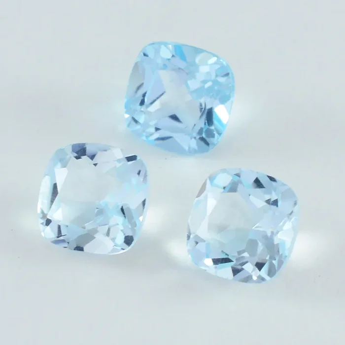 Sky Blue Topaz 1PC Large 12×12 MM Cushion Faceted Blue High-Quality Semi Precious Loose Gemstones