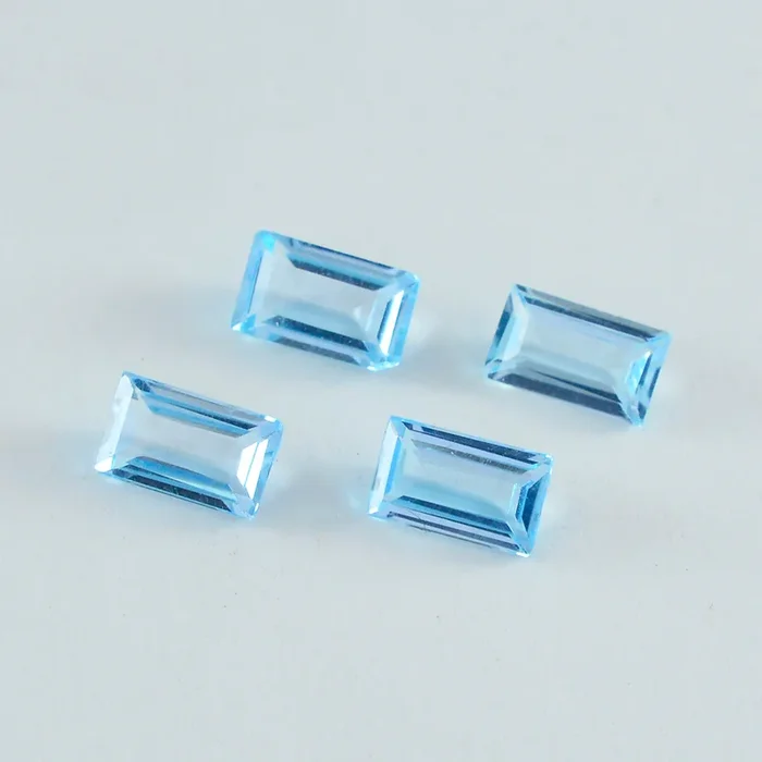 Sky Blue Topaz 1PC Medium 7×14 MM Baguette Faceted Blue Luster Semi Precious Loose Gems