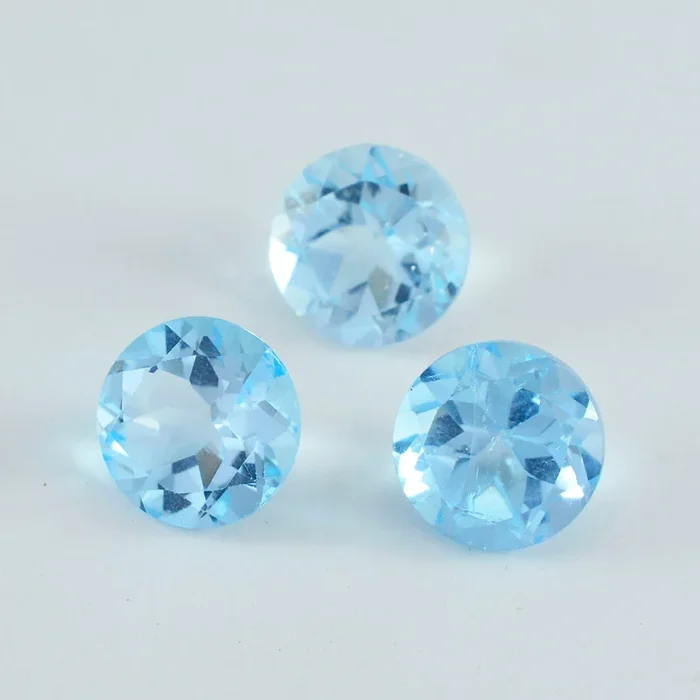 Sky Blue Topaz 1PC Medium 9×9 MM Round Faceted Blue Lustrous Semi Precious Gems