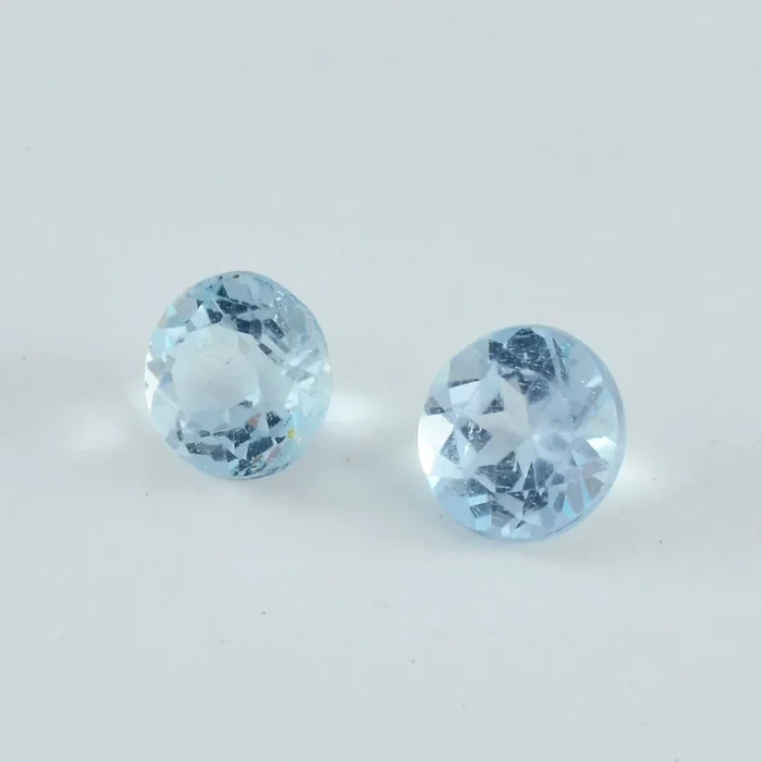 Sky Blue Topaz 1PC Small 7×7 MM Round Faceted Blue Splendid Semi Precious Loose Gemstone