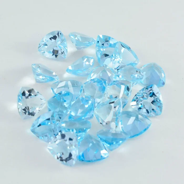 Sky Blue Topaz 1PC Small 8×8 MM Triangle Faceted Blue Luster Semi Precious Loose Gemstones