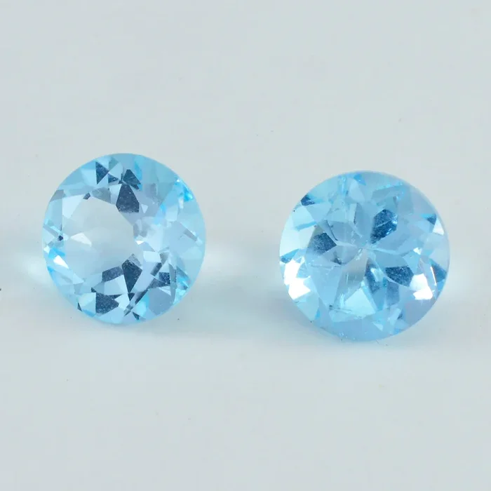 Sky Blue Topaz 1PC Tiny 5×5 MM Round Faceted Blue Sparkling Semi Precious Gems