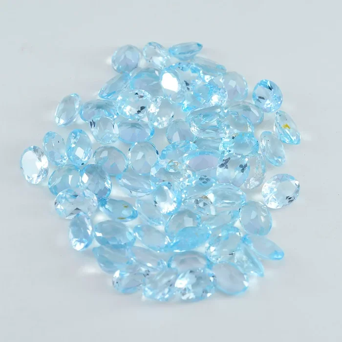 Sky Blue Topaz 1PC Tiny 5×7 MM Oval Faceted Blue Luster Semi Precious Loose Gemstones