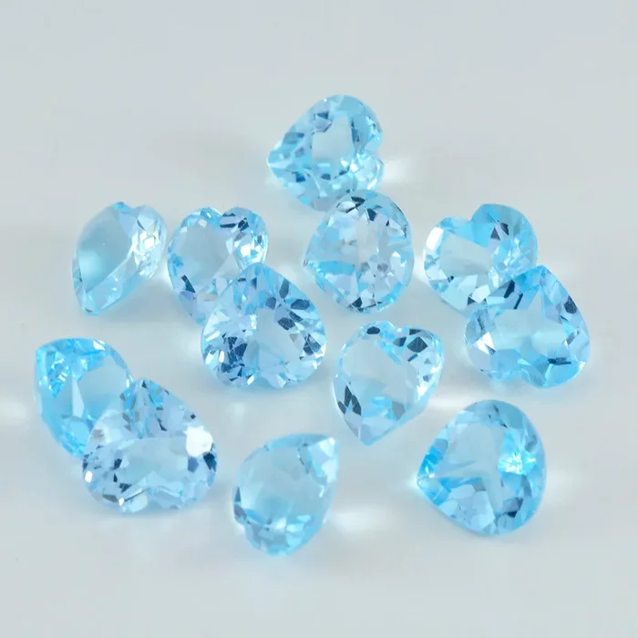 Sky Blue Topaz 1PC Tiny 6×6 MM Heart Faceted Blue Polished Semi Precious Loose Gems