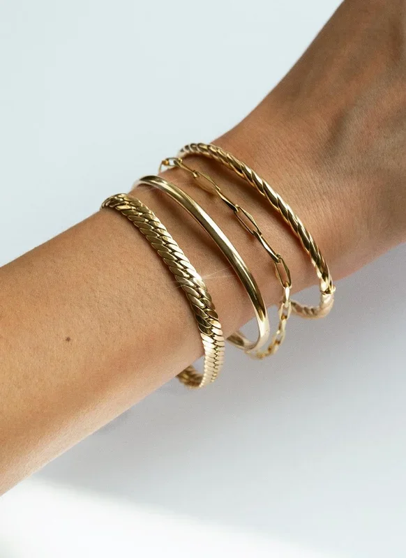 Slangen 6.5mm armband 14k goud