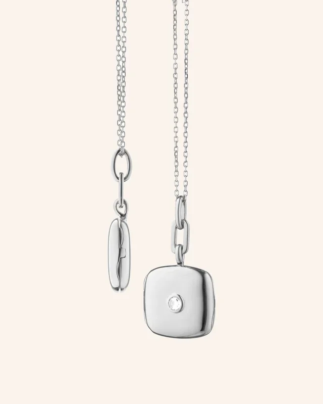 Slim “Viv” Locket Necklace with Sapphire