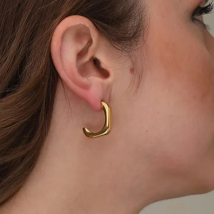 Small Half Square Hoop Earrings