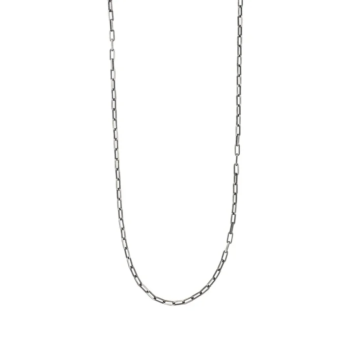 Small Paperclip Chain Necklace in Antiqued Silver – 18″L