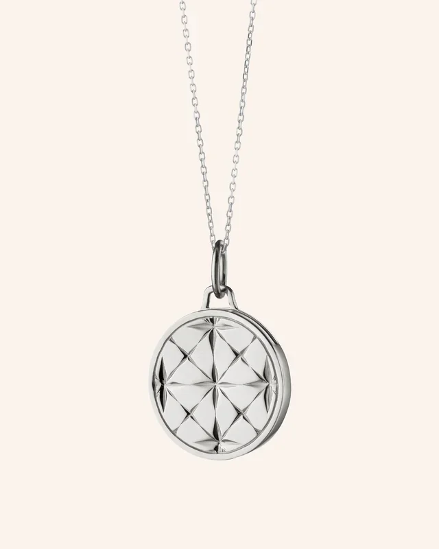 Small Round Mosaic Sterling Silver Half Locket