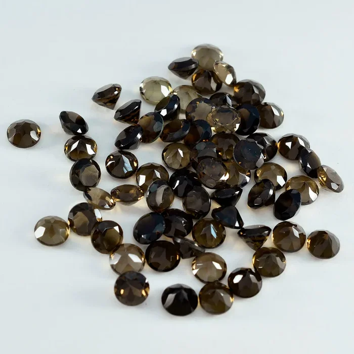 Smoky Quartz 10PC Tiny 3×3 MM Round Faceted Brown Fiery Semi Precious Gems