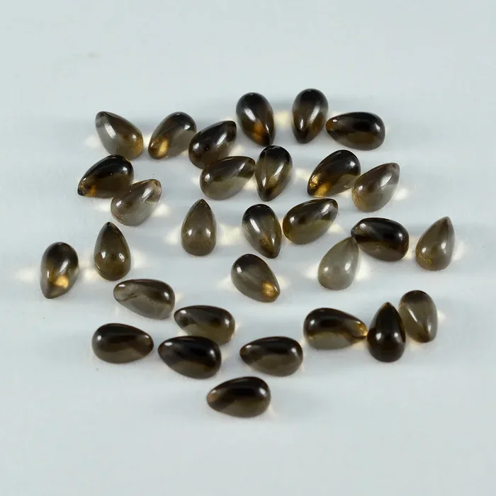Smoky Quartz 10PC Tiny 3×5 MM Pear Cabochon Brown Fiery semi Precious Gems