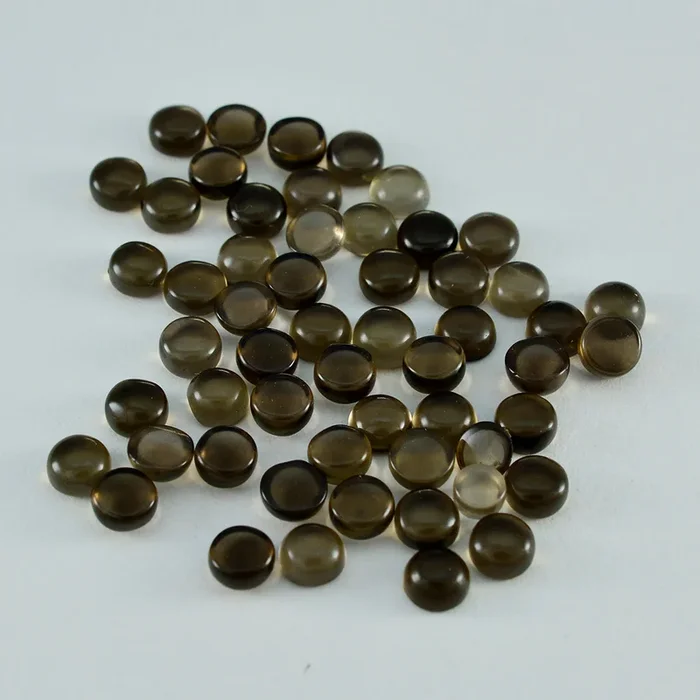 Smoky Quartz 10PC Tiny 5×5 MM Round Cabochon Brown Shine semi Precious Loose Gems
