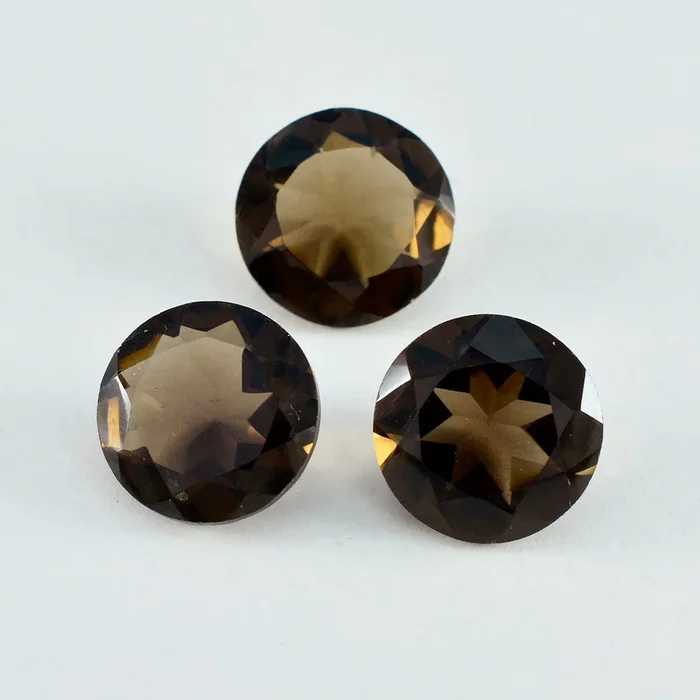 Smoky Quartz 1PC Chunky 14×14 MM Round Faceted Brown Genuine Semi Precious Loose Gemstones